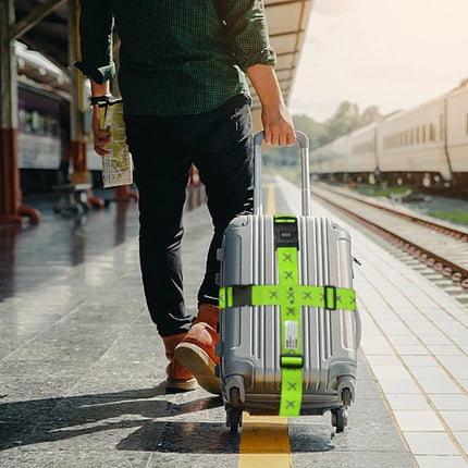 2-Pack Reflective Luggage Strap with Combination Lock for Suitcase, Dark Blue, Fits Most Sizes.