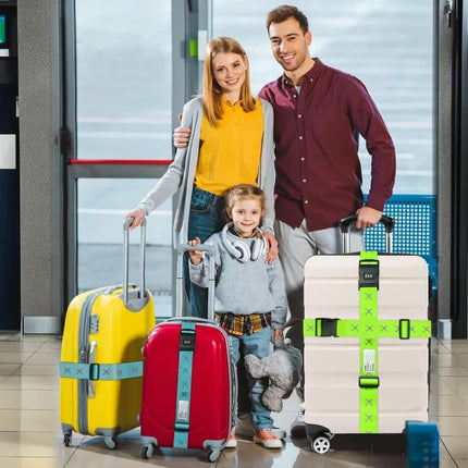 2-Pack Reflective Luggage Strap with Combination Lock for Suitcase, Dark Blue, Fits Most Sizes.