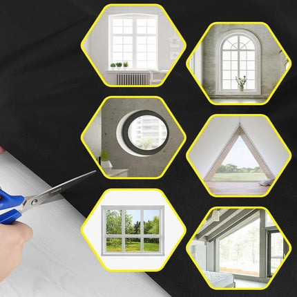 Blackout Curtain DIY Portable No-Drill UV Protection, Star and Moon Print, 145×100cm.