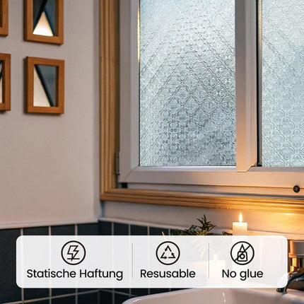 50cmx3m 3D Window Film Self-Adhesive Privacy UV Heat Protection Decorative Reusable for Bathroom Home and Office Glass.