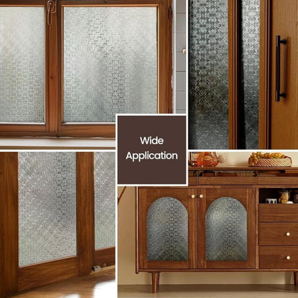 50cmx3m 3D Window Film Self-Adhesive Privacy UV Heat Protection Decorative Reusable for Bathroom Home and Office Glass.