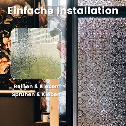 50cmx3m 3D Window Film Self-Adhesive Privacy UV Heat Protection Decorative Reusable for Bathroom Home and Office Glass.