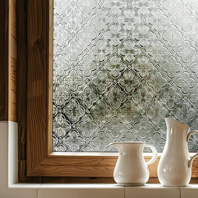3D Window Film Self-Adhesive Privacy UV Heat Protection Decorative Reusable for Bathroom Home, Compatible with Glass, 45cmx5m.