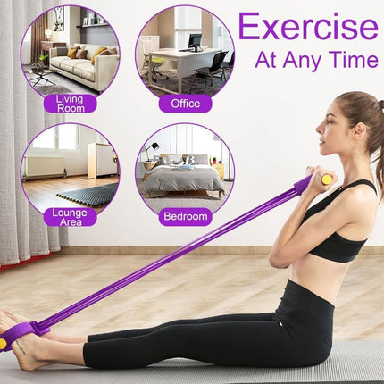 Purple Abdominal Trainer Exercise Band for Sit-Up Training, Multifunctional Tension Rope Fitness Pedal Slap Pull Band.