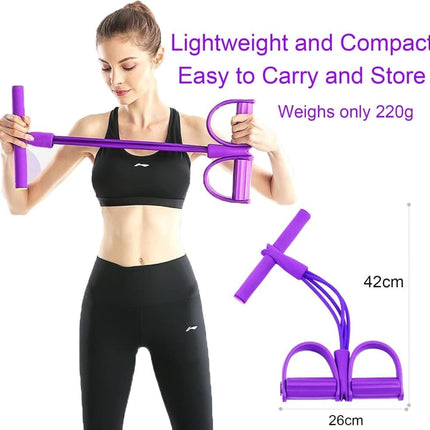 Purple Abdominal Trainer Exercise Band for Sit-Up Training, Multifunctional Tension Rope Fitness Pedal Slap Pull Band.