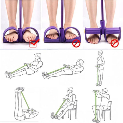Purple Abdominal Trainer Exercise Band for Sit-Up Training, Multifunctional Tension Rope Fitness Pedal Slap Pull Band.