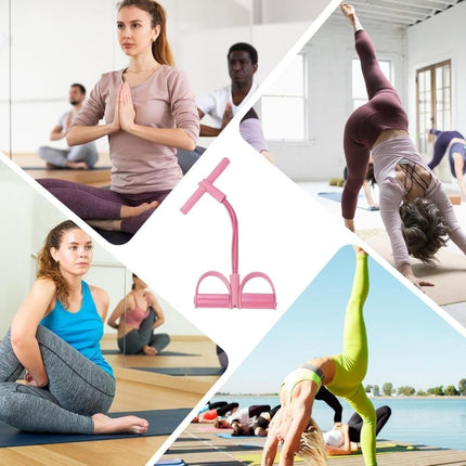 Pink abdominal trainer with multifunctional tension rope and fitness pedal, compatible with home workout, slap pull band.