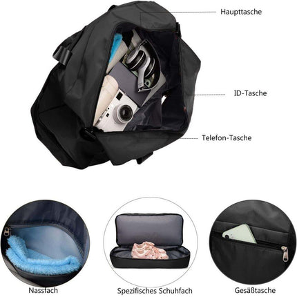 Large Capacity Waterproof Nylon Sport Gym Bag for Women and Men.