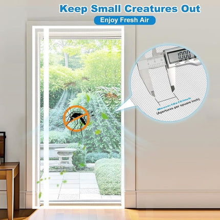80 x 210 cm Magnetic Mosquito Net Door Self-Adhesive Side Opening Curtain Removable Durable Insect Fly and Cat Proof, White.
