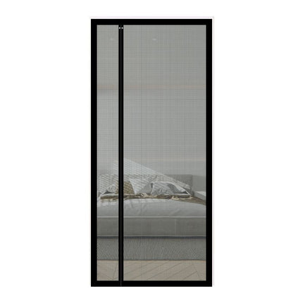 1pc Magnetic Mosquito Net Door Self-Adhesive Side Opening Curtain, Black, 110x220cm.