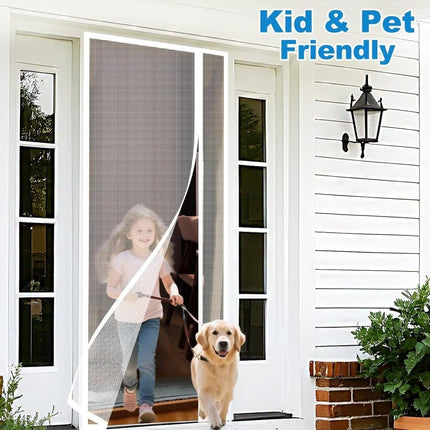 80 x 210 cm Magnetic Mosquito Net Door Self-Adhesive Side Opening Curtain Removable Durable Insect Fly and Cat Proof, White.