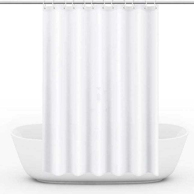 Waterproof PEVA Shower Curtain 72x72 inches, Mildew Resistant Quick-Drying Bathroom Divider, Colorfast, White.