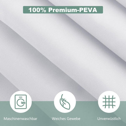 12 Hooks Reinforced PEVA Shower Curtain Waterproof Mildew Resistant Durable Quick-Drying, 72x72 inches, Gray.