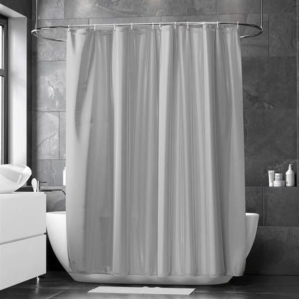 12 Hooks Reinforced PEVA Shower Curtain Waterproof Mildew Resistant Durable Quick-Drying, 72x72 inches, Gray.