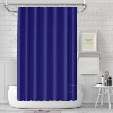 12 Hooks Reinforced PEVA Waterproof Shower Curtain Mildew Resistant Colorfast Durable Quick-Drying, 180x180cm, Dark Blue.