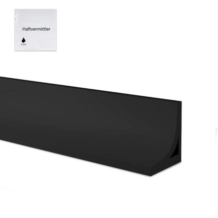 2M Flexible Silicone Shower Threshold Water Barrier to Prevent Splashes, 3 cm high, Black.