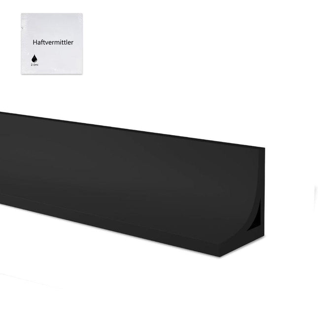 2M Flexible Silicone Shower Threshold Water Barrier to Prevent Splashes, 3 cm high, Black.