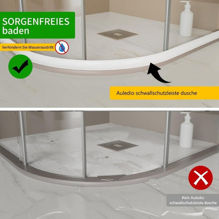 2M Flexible Silicone Shower Threshold Water Barrier to Prevent Splashes, 3 cm high, Black.