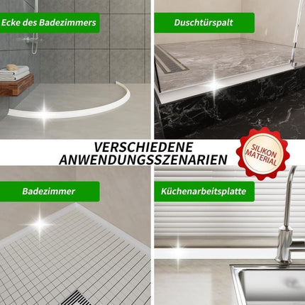 1M Flexible Silicone Shower Threshold Water Barrier to Prevent Splashes, 3 cm High, Transparent.