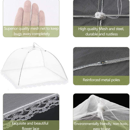 4 Pack Pop-up Food Cover Mesh Insect Net, Foldable for Camping Picnic Grilling, 43cm, Compatible with Oral-B Braun.
