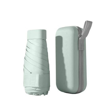 Portable Mini 6-Fold UV Protection Umbrella for Sun and Rain, Ultralight Compact, Light Green.
