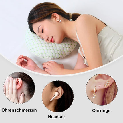 Orthopedic Pillow with Ear Holes for Side Sleeping, Super Microfiber Bamboo Fiber Perforated Pillow, Comfortable and Ear-Friendly, Wood.