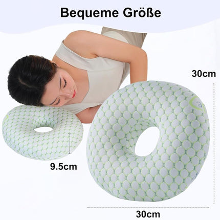 1 Orthopedic Pillow with Ear Holes for Side Sleeping, Super Microfiber Bamboo Fiber, Green.