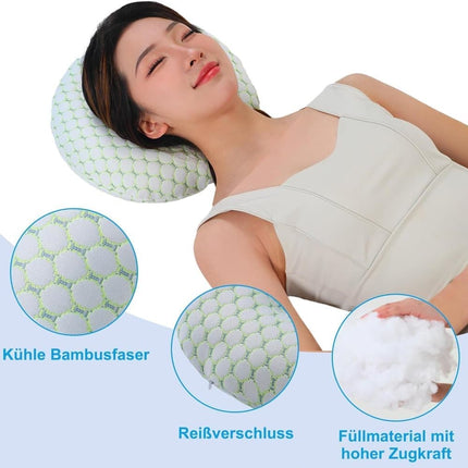 1 Orthopedic Pillow with Ear Holes for Side Sleeping, Super Microfiber Bamboo Fiber, Green.