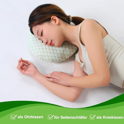 1 Orthopedic Pillow with Ear Holes for Side Sleeping, Super Microfiber Bamboo Fiber, Green.