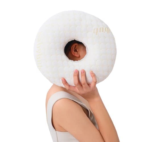Orthopedic Pillow with Ear Holes for Side Sleeping, Super Microfiber Bamboo Fiber Perforated Pillow, Comfortable and Ear-Friendly, Gold.
