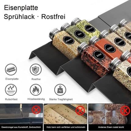 6-Piece Adjustable Spice Rack for Kitchen Storage, Compatible with Jars.