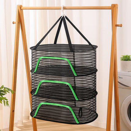 4 Layer Hanging Drying Net with Zipper, Foldable Garden Drying Net for Plants Seeds and Fish, 40x60cm.