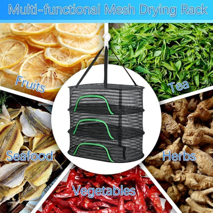 4 Layer Hanging Drying Net with Zipper, Foldable Garden Drying Net for Plants Seeds and Fish, 40x60cm.