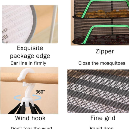 4 Layer Hanging Drying Net with Zipper, Foldable Garden Drying Net for Plants Seeds and Fish, 40x60cm.