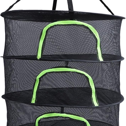 3 Layer Hanging Drying Net, 40x60cm, Foldable with Zipper for Plants Seeds and Fish.
