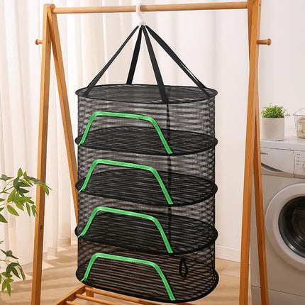 3 Layer Hanging Drying Net, 40x60cm, Foldable with Zipper for Plants Seeds and Fish.