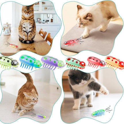 7-Piece Interactive Pet Toy for Cats and Dogs, Mini Beetle Electric Toy, Compatible with Small Pets, 4 Inches.