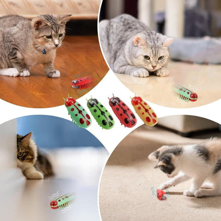 4-Piece Interactive Pet Toy for Cats and Dogs, Mini Beetle Electric Toy, Compatible with Small Pets, 4 Inches.