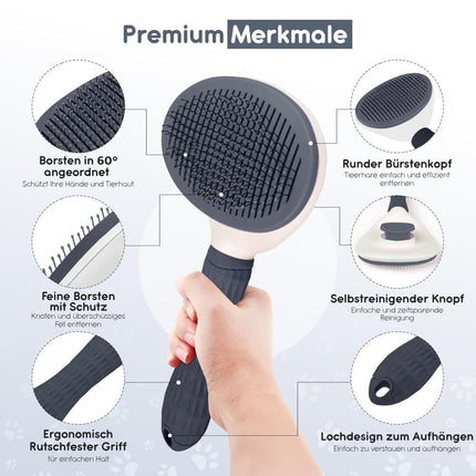 Dog brush for dogs and cats, fur brush, compatible with all breeds, Gray.