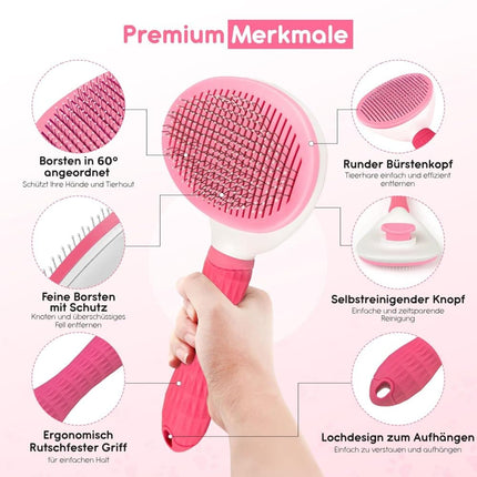 Dog brush and fur brush for dogs and cats, Pink.