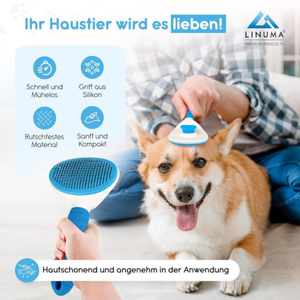 Dog brush for dogs and cats, fur brush, compatible with all breeds, Blue.