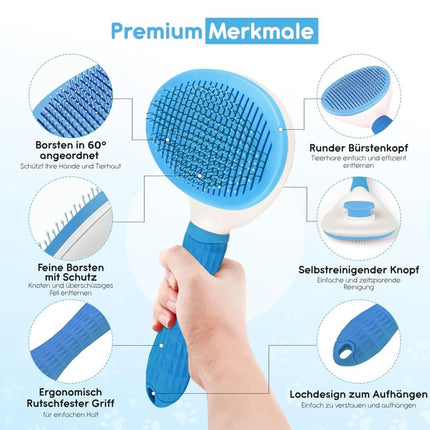 Dog brush for dogs and cats, fur brush, compatible with all breeds, Blue.