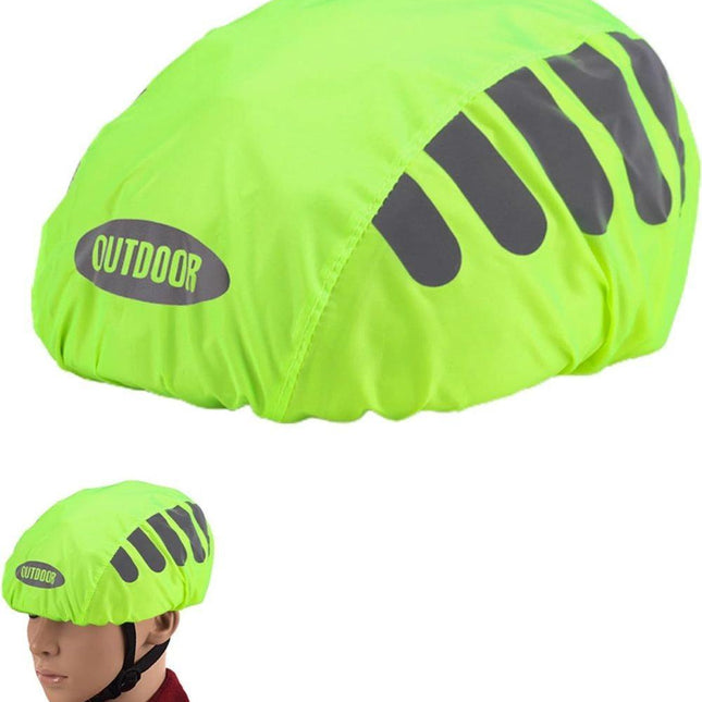 Reflective Bicycle Helmet Cover, Water and Wind Resistant Rain Cover, Green