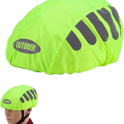 Reflective Bicycle Helmet Cover, Water and Wind Resistant Rain Cover, Green