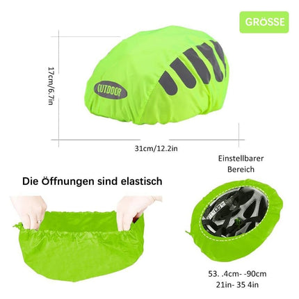 Reflective Bicycle Helmet Cover, Water and Wind Resistant Rain Cover, Green.