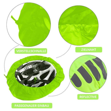 Reflective Bicycle Helmet Cover, Water and Wind Resistant Rain Cover, Green.