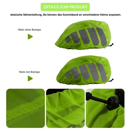 Reflective Bicycle Helmet Cover, Water and Wind Resistant Rain Cover, Green.