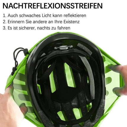 Reflective Bicycle Helmet Cover, Water and Wind Resistant Rain Cover, Green.