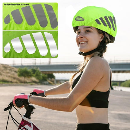 Reflective Bicycle Helmet Cover, Water and Wind Resistant Rain Cover, Green.