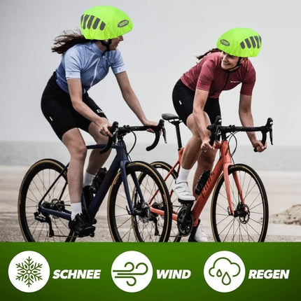 Reflective Bicycle Helmet Cover, Water and Wind Resistant Rain Cover, Green.